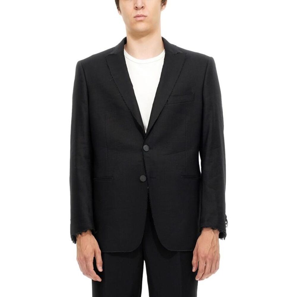 TONELLO Men's Distressed Lapel Blazer Men BLACK Outerwear